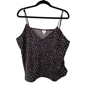 A New Day Black‎ Heart Print VNeck Spaghetti Strap Tank Top